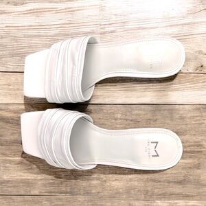 MARC FISHER  Women's Caleno Kitten Heel White Leather Sandals Women's size 8